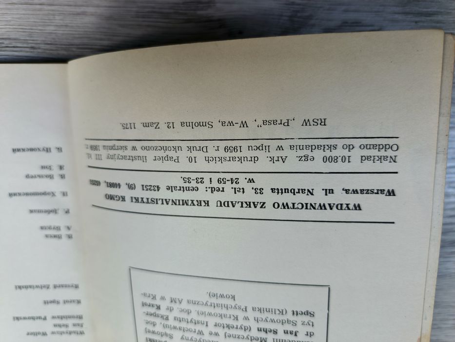Unikat
Numer Specjalny
Problemy kryminalistyki MO 1959
Zakład Kryminalistyki Komendy Głównej MO