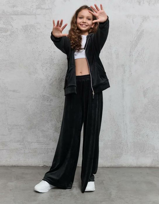 ‼️Дитячий ( підлітковий) велюровий костюм с довгою кофтою «City girl»