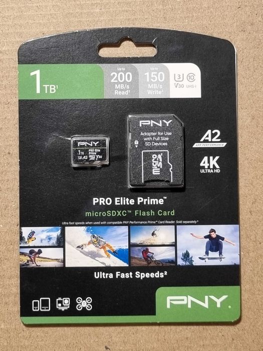 Карта памяти 1TB PNY PRO Elite Prime microSDXC (200MB/s/150MB/s, A2, V30, U3) Новая, оригинал из США