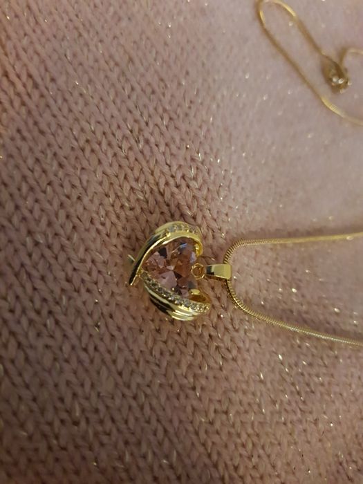 Złoty Łańcuszek z Sercem 3D Prezent Walentynki Dzień Kobiet Urodziny