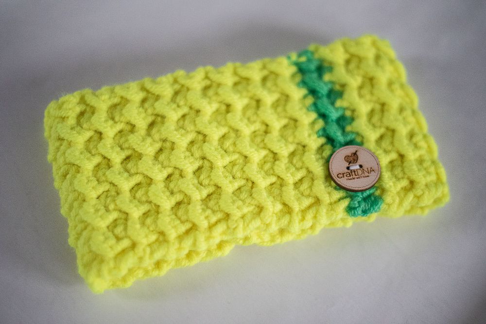 Opaska neonowa, wełniana handmade, ciepła opaska
