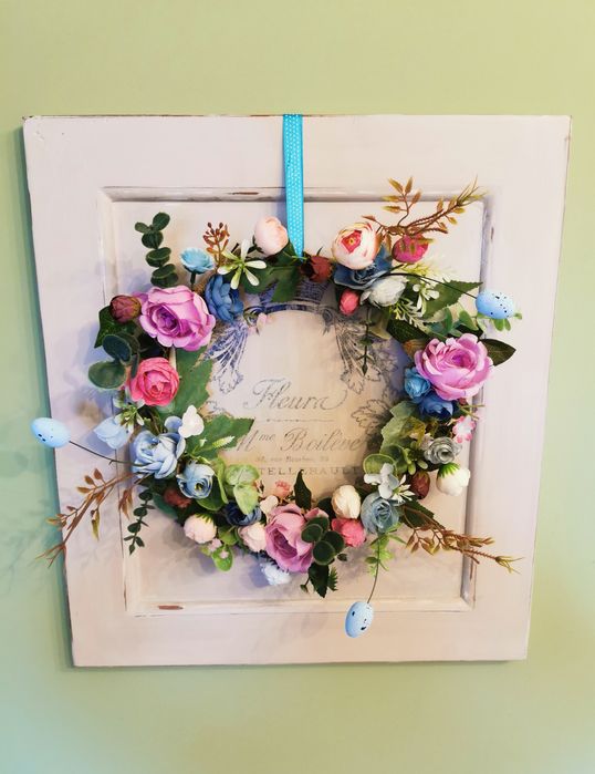 Wianek na drzwi # wiosenny wianek na drzwi # wesoły wianek # wiosna