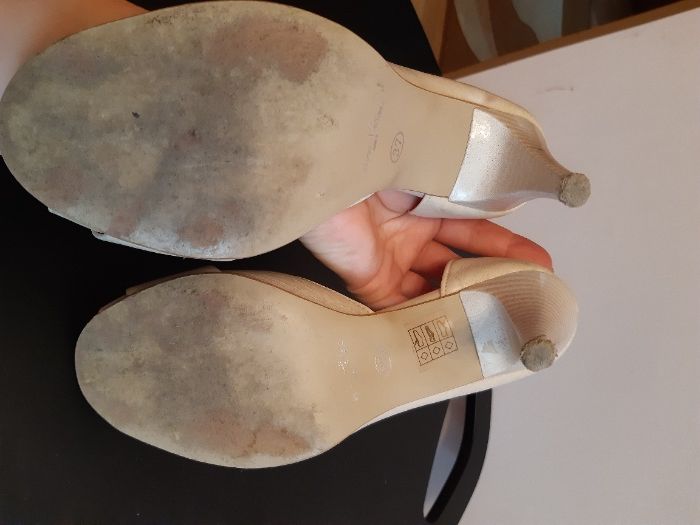 buty na obcasie peep toe beżowe nude 37 odkryte palce