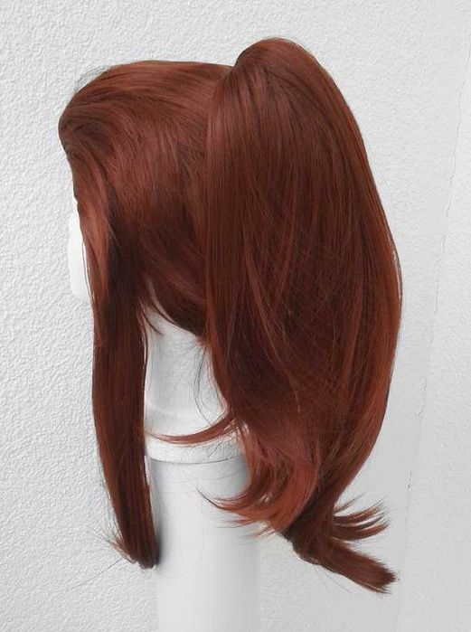Brigitte Overwatch brązowa ruda peruka z kitką cosplay brązowy wig