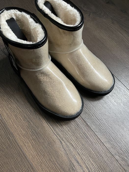 угги уги ugg clear mini силікон овчина непромокаючі бежеві 30р 18,5 см