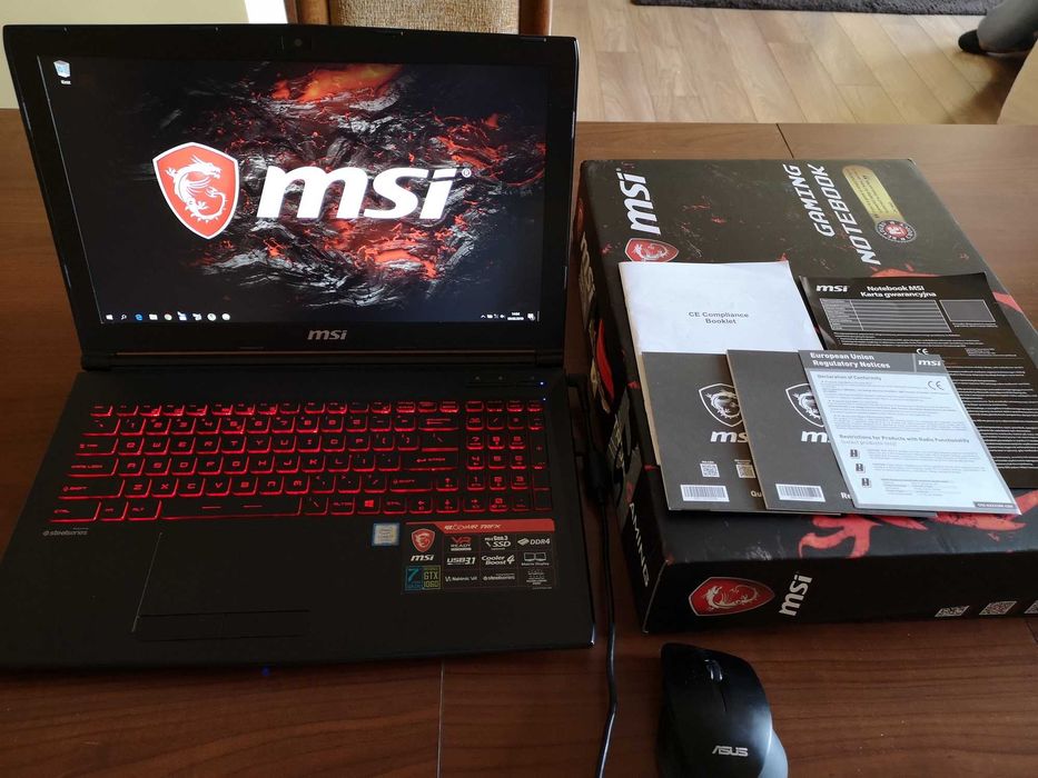 używany laptop gamingowy  MSI GL62MVR 7RFX stan bdb