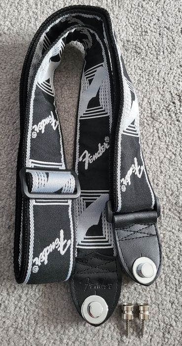 NOWY Komplet pasek do gitary Fender Monogrammed + Profesjonalne Strap Locki