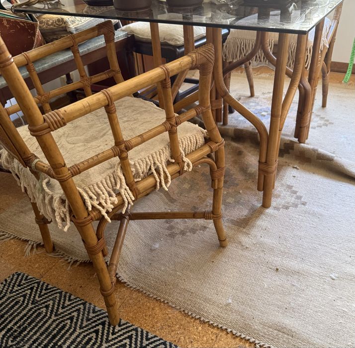 Mesa bambu retangular