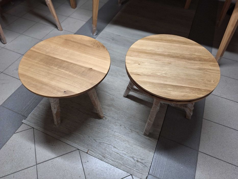 Stolik kawowy dębowy fi 60cm ( na magazynie)