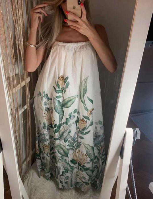 H&M dluga luzna bawelniana sukienka w kwiaty