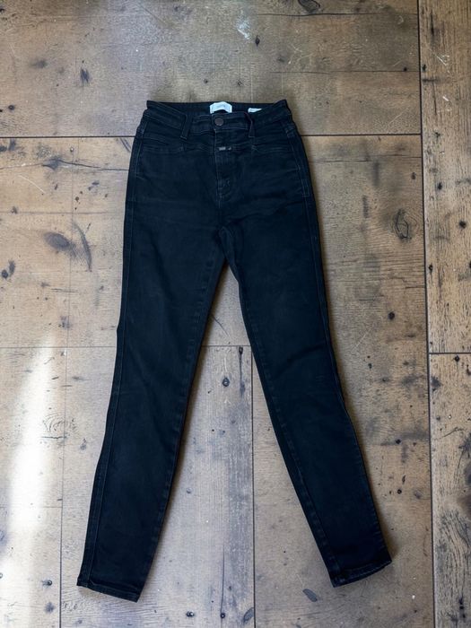 Closed Skinny Pusher roz. 26 czarne dżinsy rurki wysoki stan black high waisted premium jeans