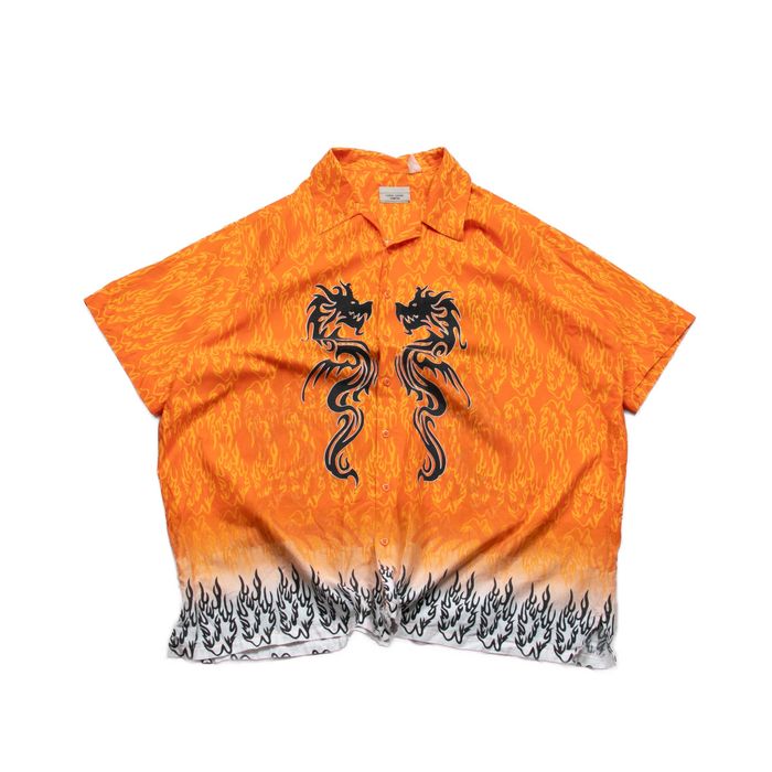 Y2k koszula hawajska smoki tribal bawełniana 3XL japan style