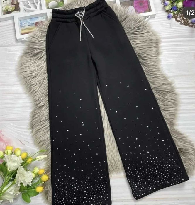 Широкі штани палацо зі стразами на дівчинку