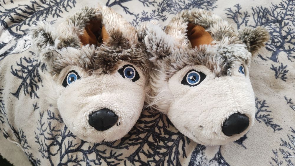 Bamboszki, kapcie dla dziecka, wilki, zwierzaki