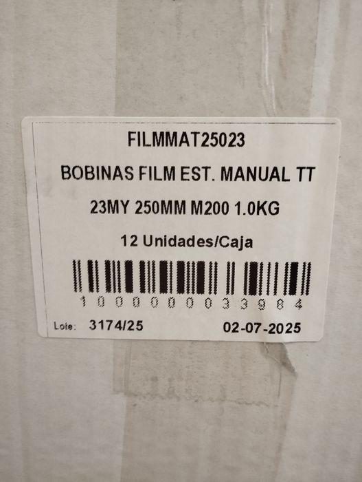 Caixa 8 Rolos Filme Estirável Manual Transparente 250mm/23My 200M  [última semana]