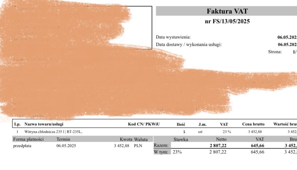 Witryna lodówka sklepowa cukiernicza przeszklona