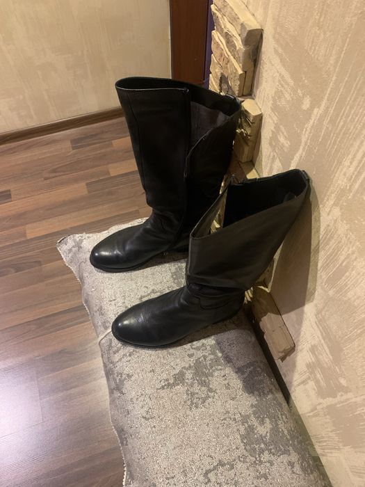 Черные кожаные сапоги Respect