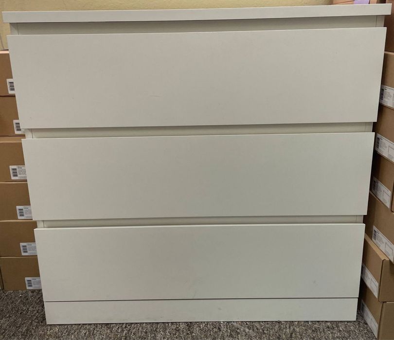 Komoda IKEA MALM 3 szuflady, biały połysk