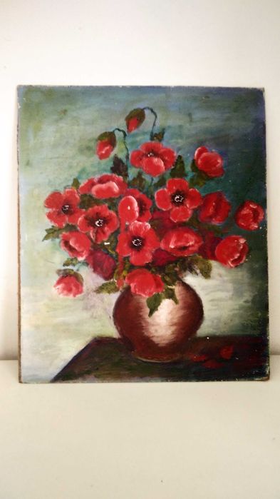 Bardzo ładny obraz olejny na drewnie autorka w stanie spoczynku okazja