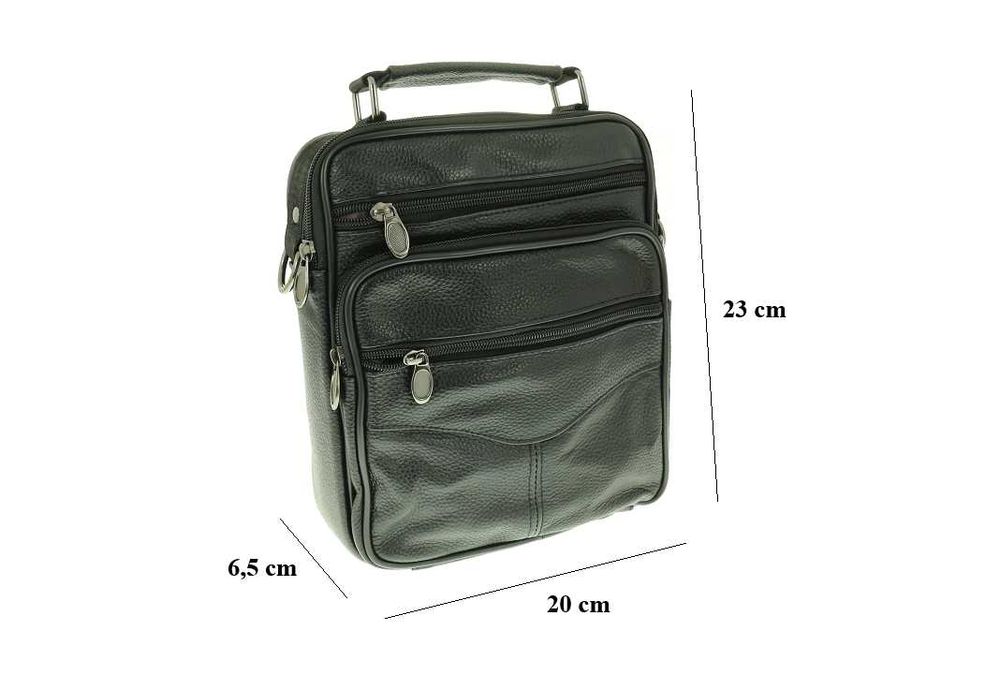 Torba męska skórzana listonoszka czarna skóra naturalna pojemna