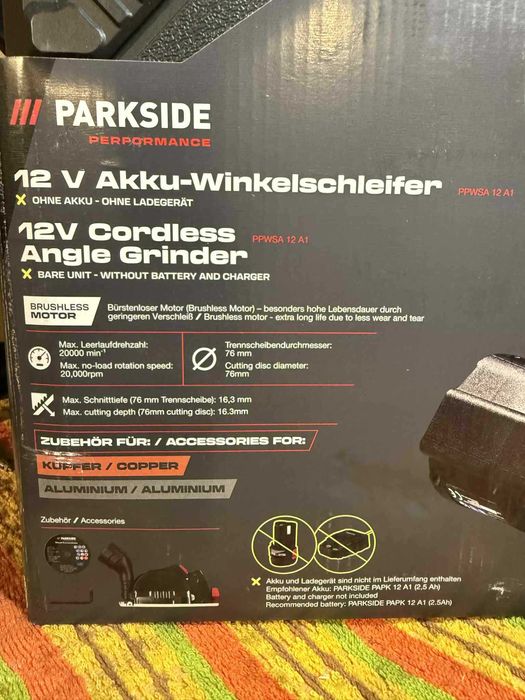 Akumulatorowa szlifierka Parkside Performance 12V
