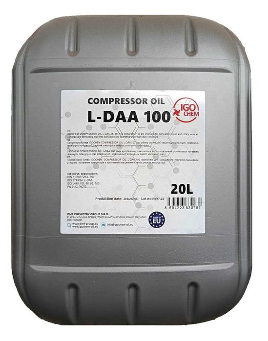Компресорна олива IGOCHEM Compressor OIL L-DAA 100 20л
