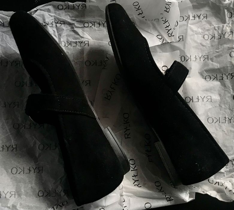 Buty baleriny czarne welurowe