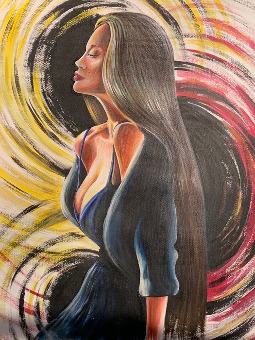 Malowniczy obraz eleganckiej dziewczyny