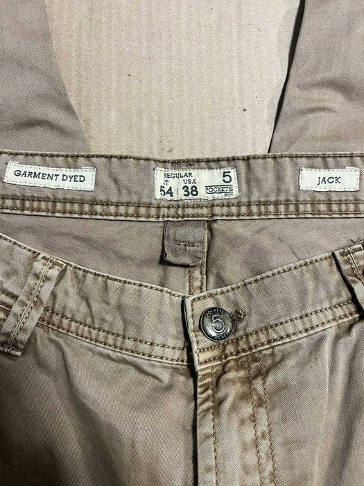 Męskie spodnie JACK Regular W38 XL beżowe, Garment Dyed, 5 kieszeni