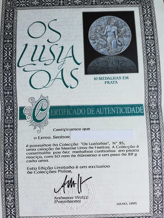 Medalhas em prata "os Lusíadas"