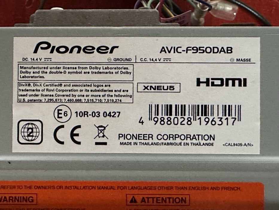 Radio Pioneer AVIC-F950DAB! Stan BDB, komplet! Wysyłka!