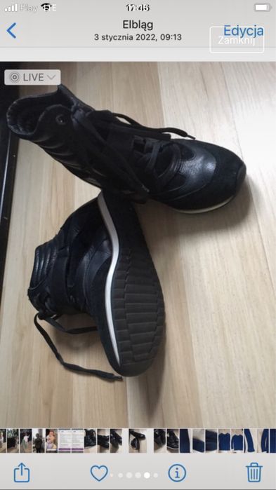 Simple botki skórzane r. 38/24 z wbudowanym koturnem.