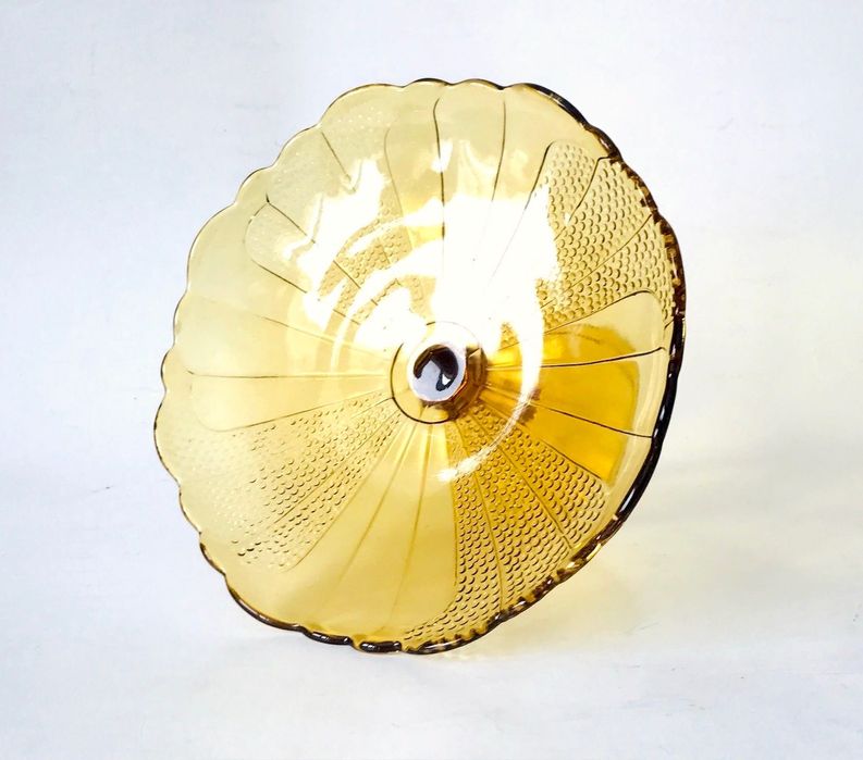 Patera owocarka na nodze miodowa bursztynowa Ząbkowice? art deco