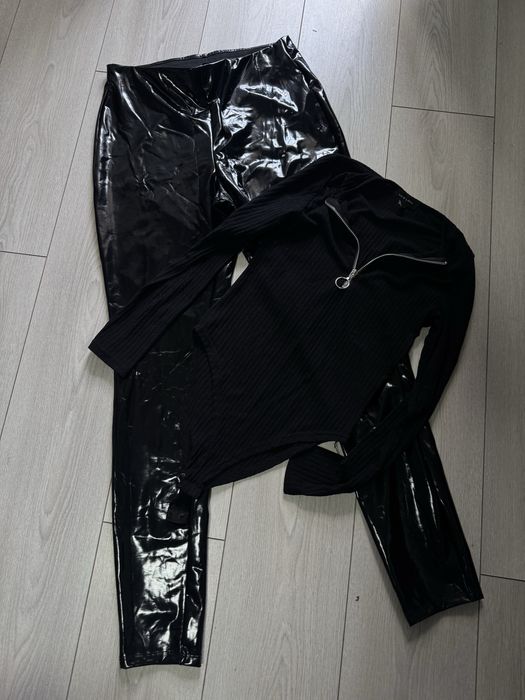 Неймовірний лук боді і лосини лакові на розмір L
