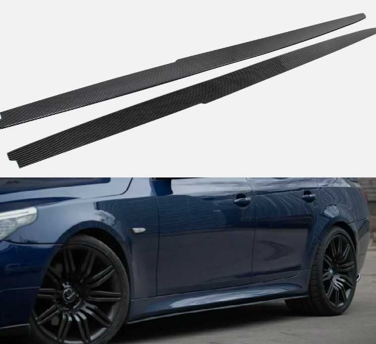 Dokładki Listwy Pod Progi BMW E60 E61 CZARNY POŁYSK / CARBON