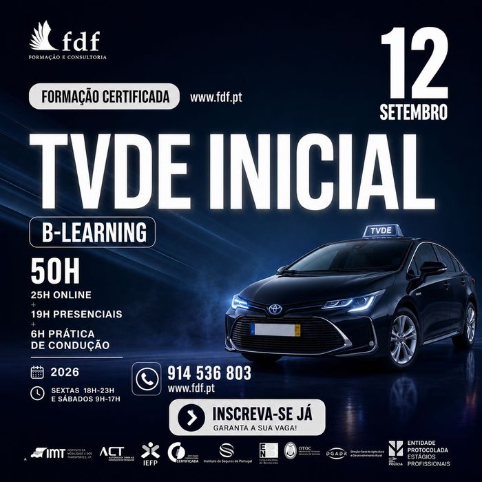 Curso TVDE Inicial | 12 Setembro | B-learning