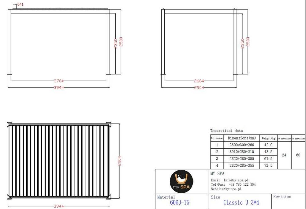 Pergola Ogrodowa Aluminiowa 3×4 PRESTIGE