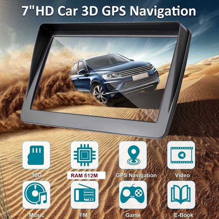 GPS 7" Mapa iGO Europa Truck pesados, caravanas, ADR - 16GB e 512RAM