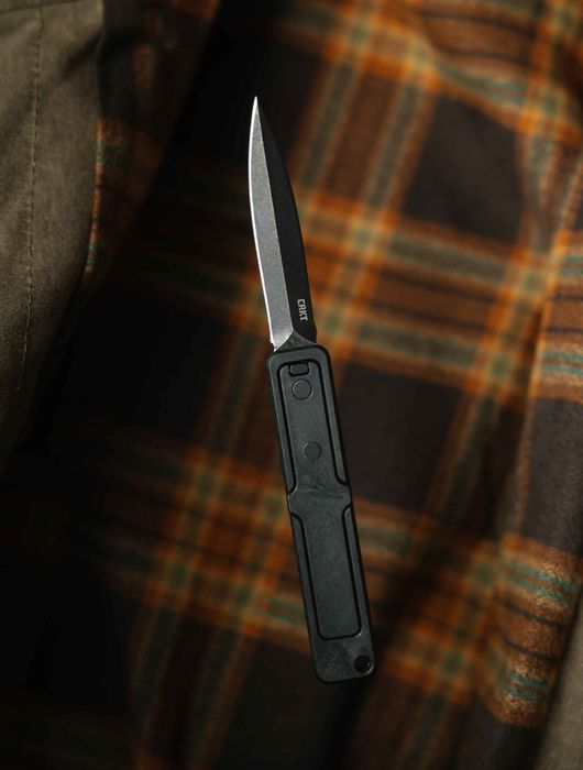 CRKT Gravitic Flip Manual OTF Knife Stonewash High Carbon D/E Black GRN (CR6013), фронтальний гравітаційний ніж,