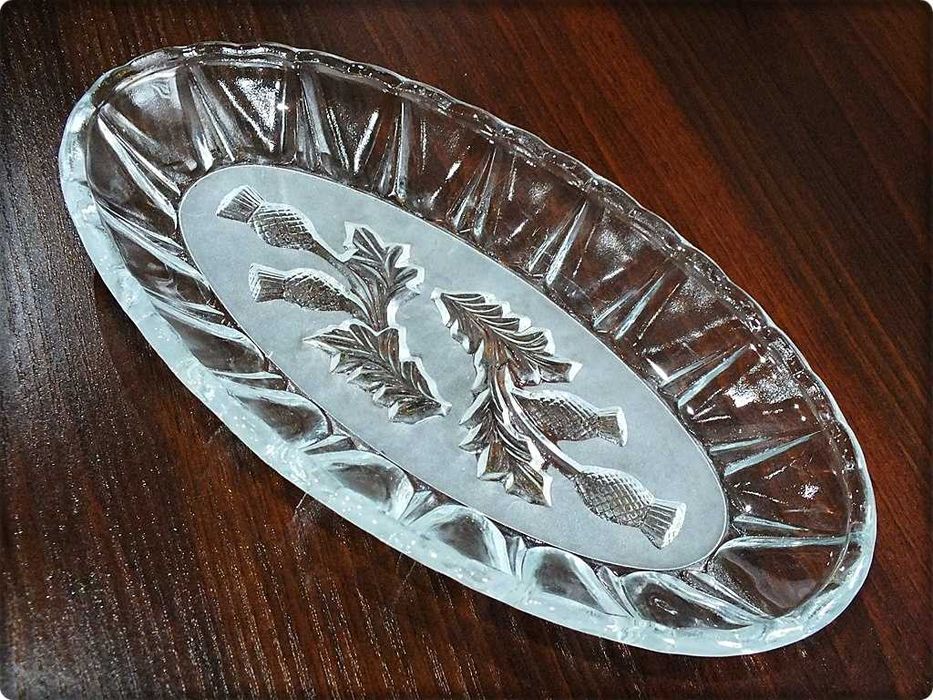 Stary Półmisek Śledziówka '' Osty '' HSG Ząbkowice Szkło Vintage PRL