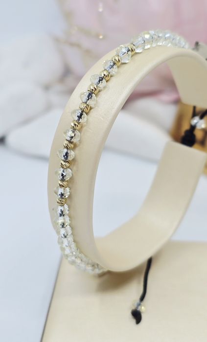 Złota bransoletka na sznurku próba 585 14k