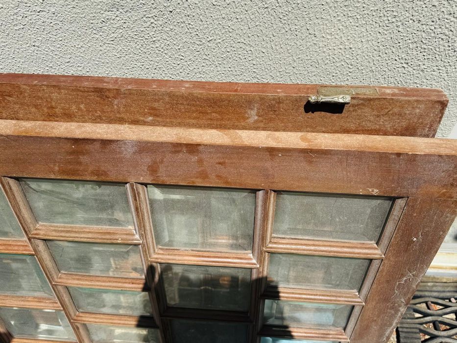 Portas madeira maciça e vidro bizelado