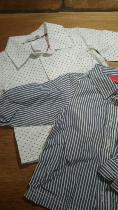 Zestaw dwóch sztuk koszula biała i w paski 74 Espirt H&M idealny stan
