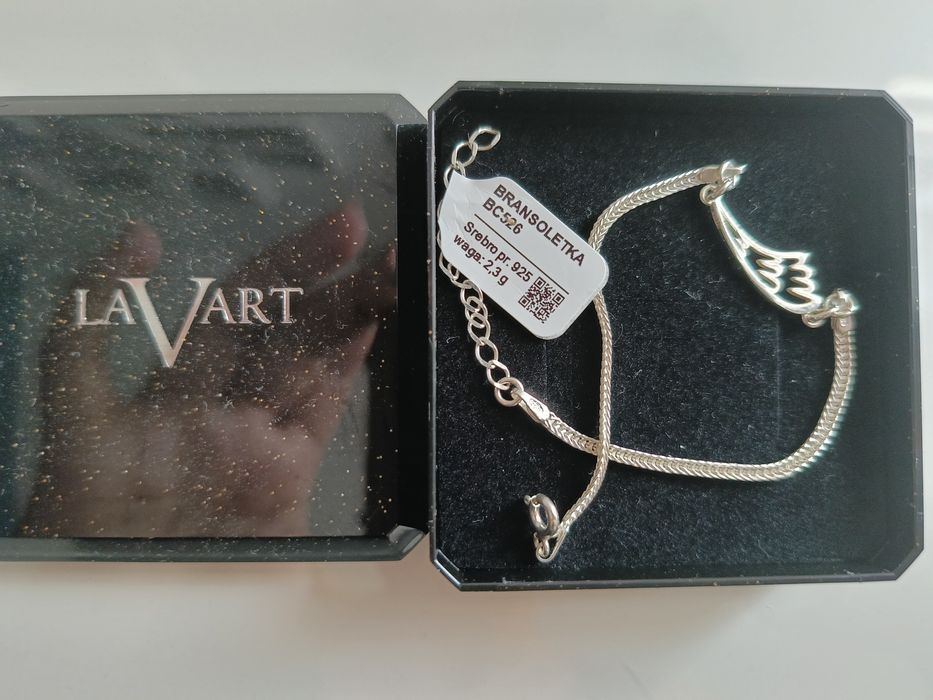 Bransoletka srebrna piórko