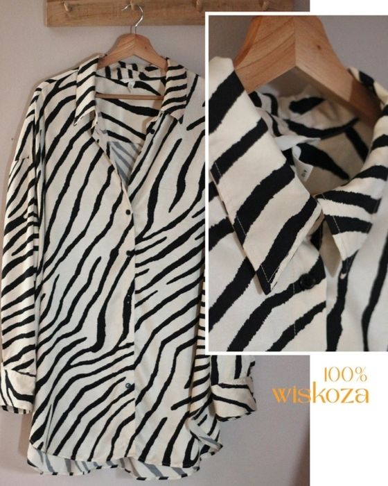 100% WISKOZA grubsza satyna 42 animal print zebra zwierzęcy biała krem