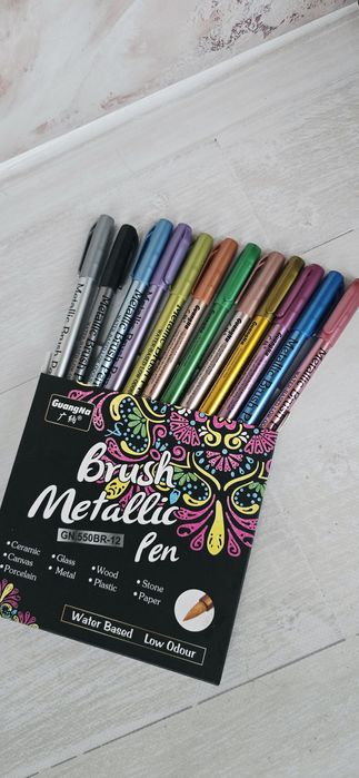Акрилові маркери браш GuangNa, акриловые маркеры металик, фломастеры