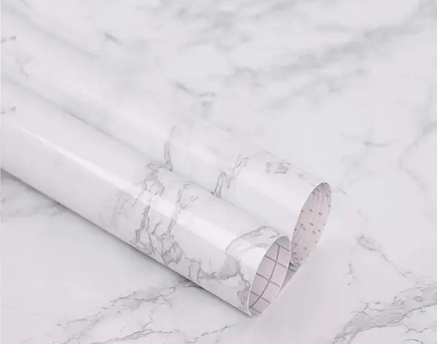 Самоклеющаяся защитная пленка Supretto Мрамор черный белый 2м 5м*60см