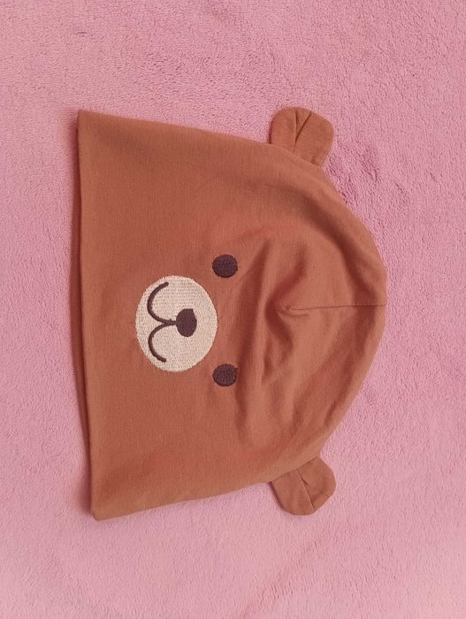 Czapka chłopięca główka misia