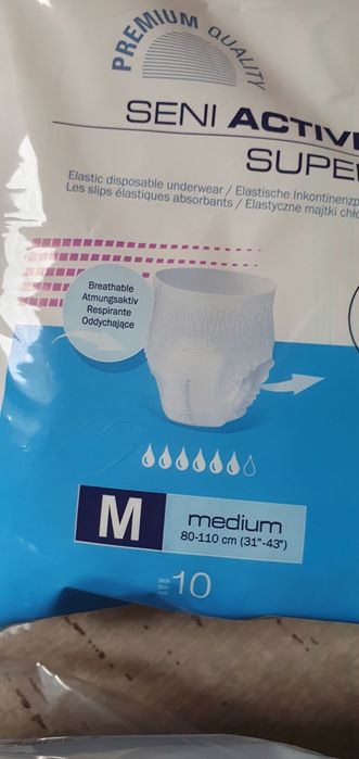 3 opakowania 30 szt pieluchomajtki seni active super M chłonne