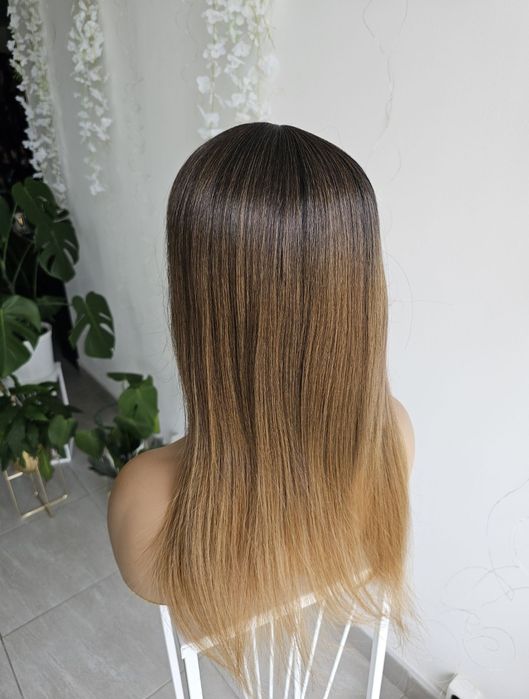 Basia topper tupet ombre brąz 50 cm naturalny efekt zagęszczenie